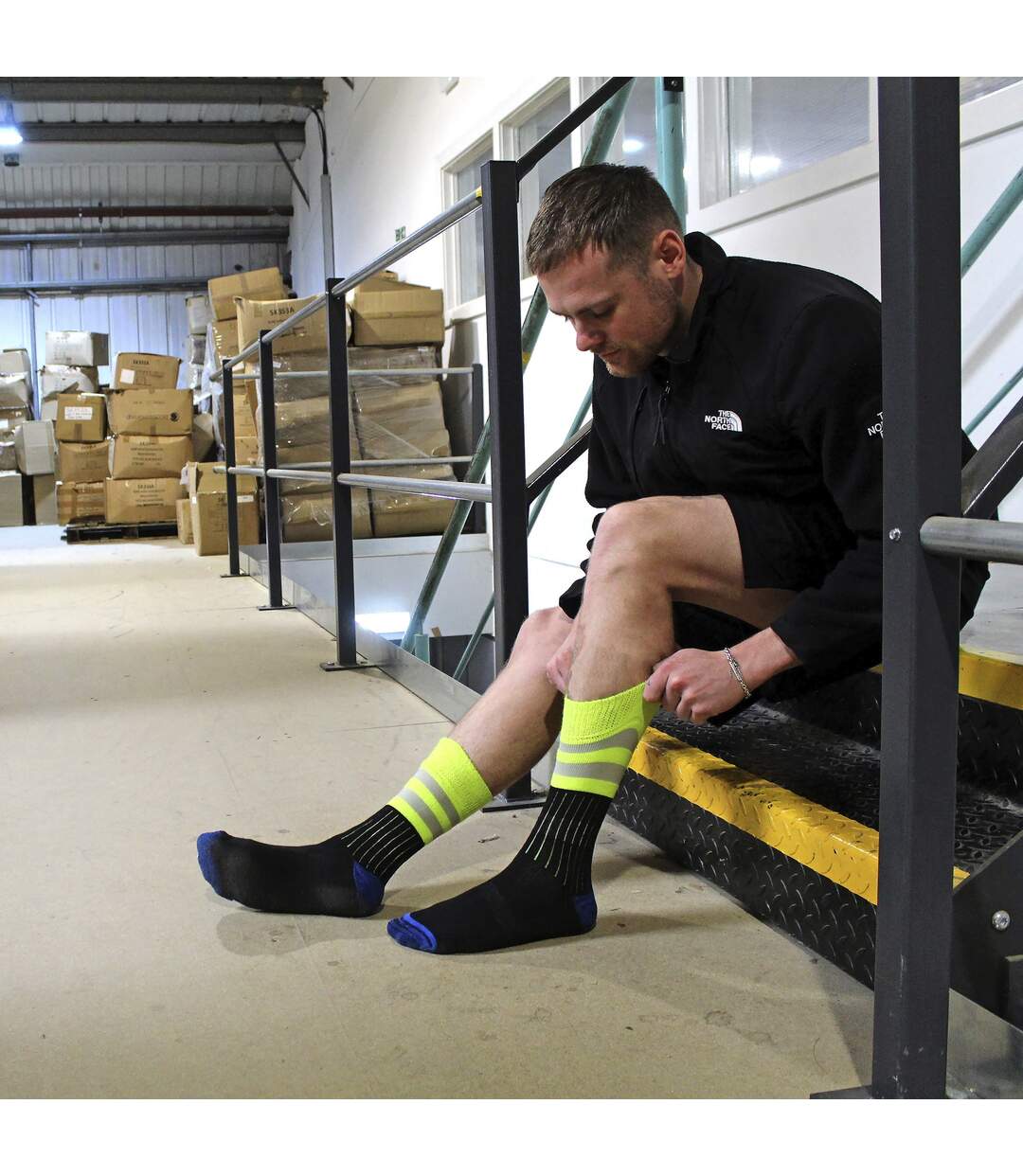 3 Pack Mens Heavy Duty Cotton Hi Viz Work Socks-3