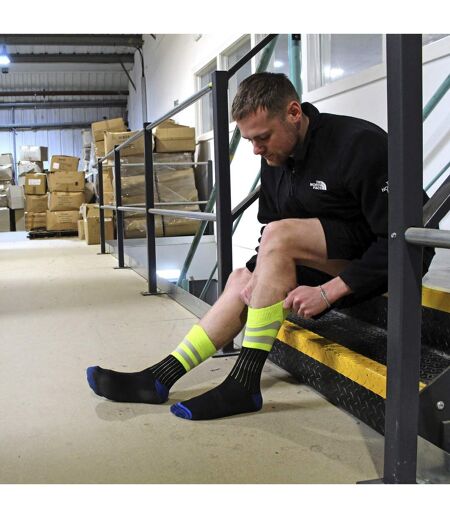 3 Pack Mens Heavy Duty Cotton Hi Viz Work Socks