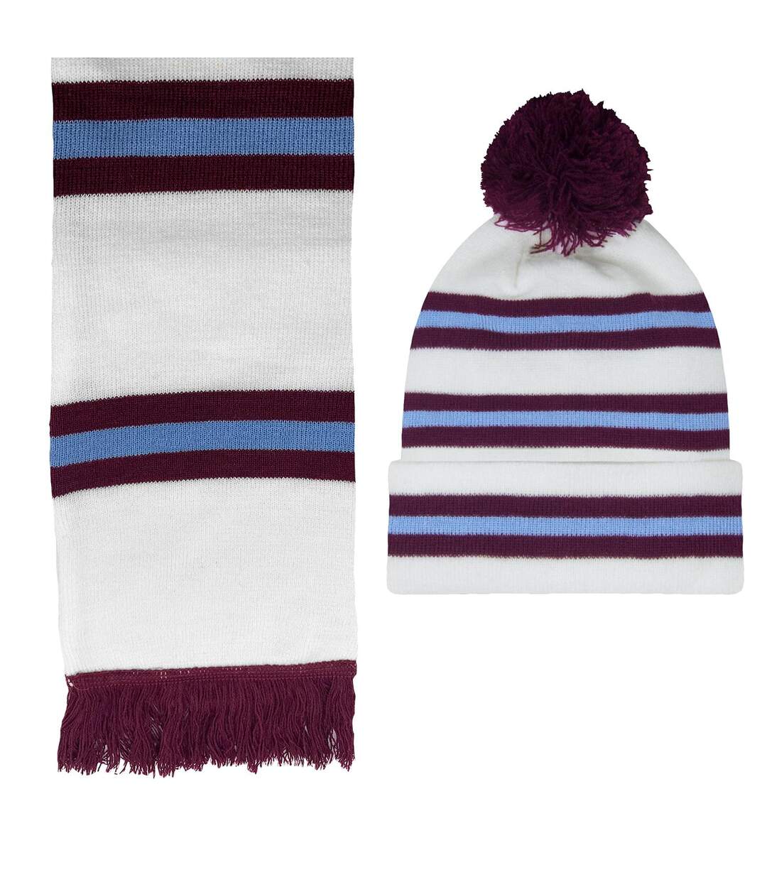 Ensemble Bonnet Et Écharpe Motif/style Rétro Aston Villa Adulte Taille Unique Blanc Fan Originals-1