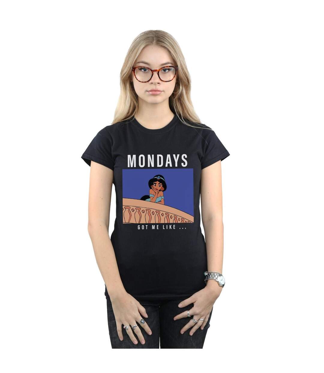 Disney Princess - T-shirt JASMINE MONDAYS GOT ME LIKE - Femme (Noir) - UTBI37110-2