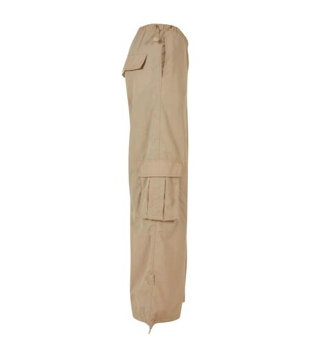 Womens/ladies Nylon Crinkled Wide Cargo Trousers Concrete Urban Classics