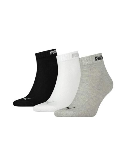 X3 Paires de Chaussettes Blanc/Noir/Gris Homme Puma Quarter - 39/42