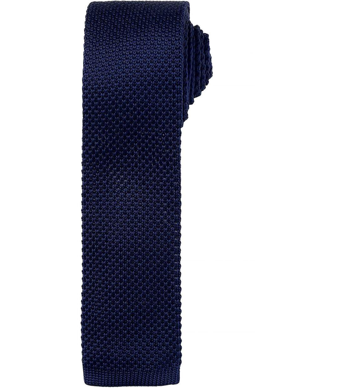 Cravate fine tricotée - PR789 - bleu marine-2