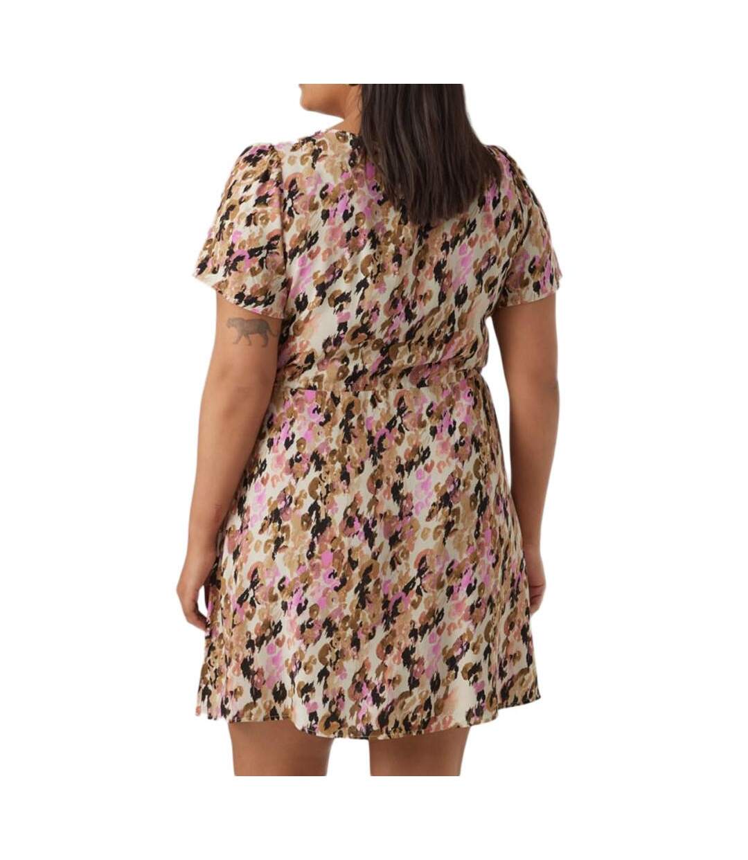 Robe Beige/Rose à Motifs Femme Vero Moda CURVE Easy - 44