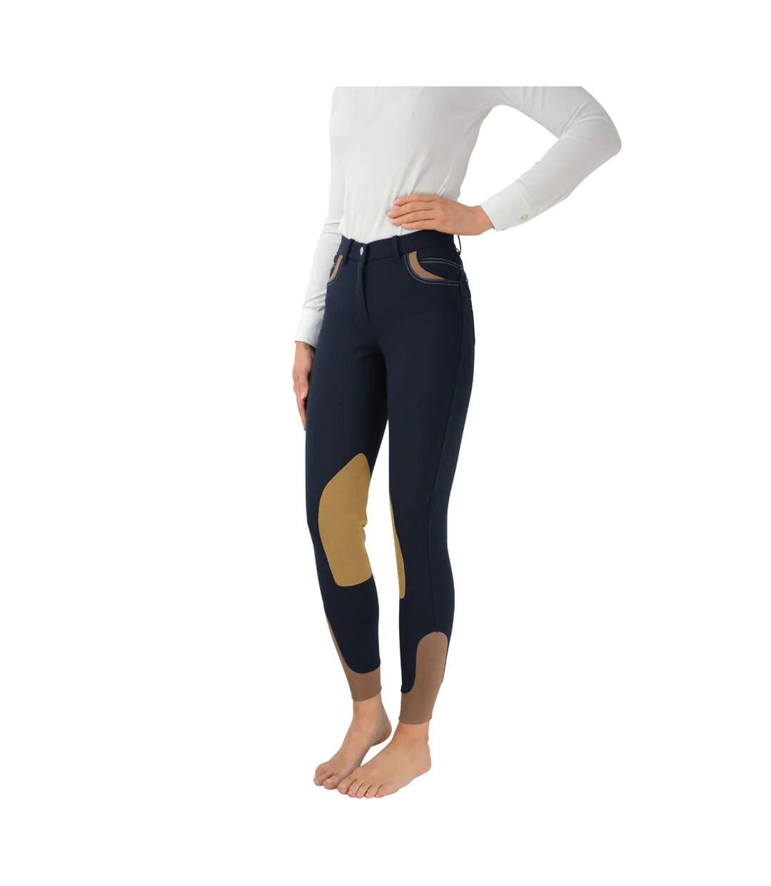 Pantalon d'équitation malvern femme bleu marine / caramel HyPERFORMANCE-1