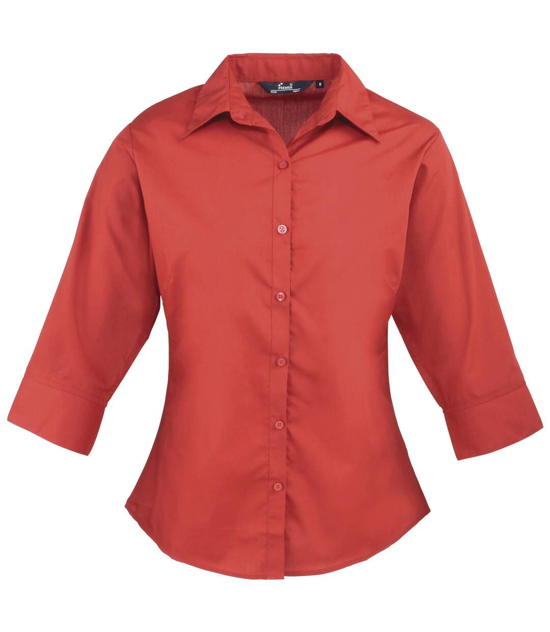 Womens/ladies poplin 3/4 sleeve blouse red Premier-1