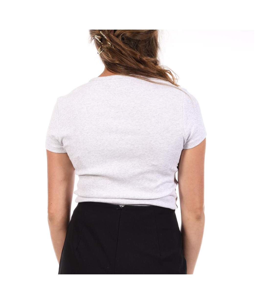T-shirt gris femme tommy hilfiger slim-2