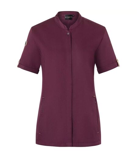 Womens/ladies Green-generation Short-sleeved Chef Jacket Aubergine Karlowsky