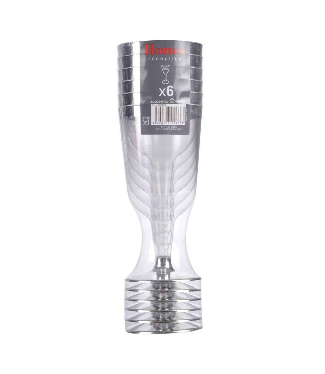 Lot de 6 Verres à Vin Réutilisable Liseré 18cl Argent-3