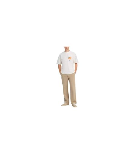 Mens Orange Crew Neck Regular T-shirt Natural Hugo