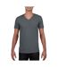 T-shirt À Manches Courtes Et Col En V Homme Gris Foncé Gildan-1