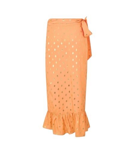 Womens/ladies Polka Dot Midi Skirt Peach Never Fully Dressed