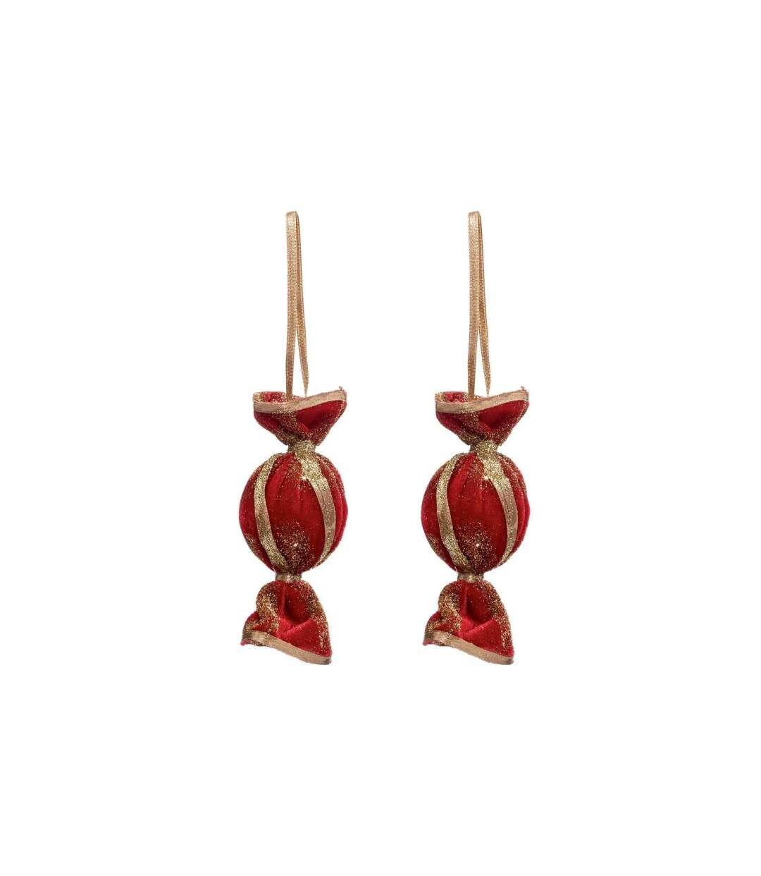 Lot de 2 Sujets de Noël Bonbons Soir 11cm Rouge-1