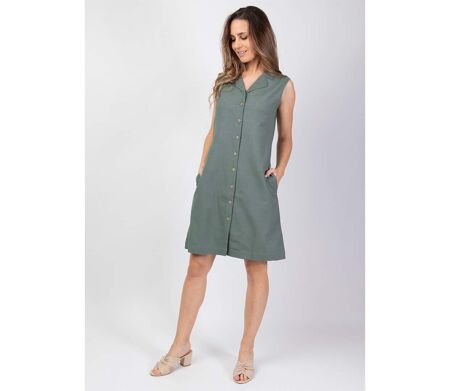 Robe courte style tailleur CELINE unie kaki Coton Du Monde