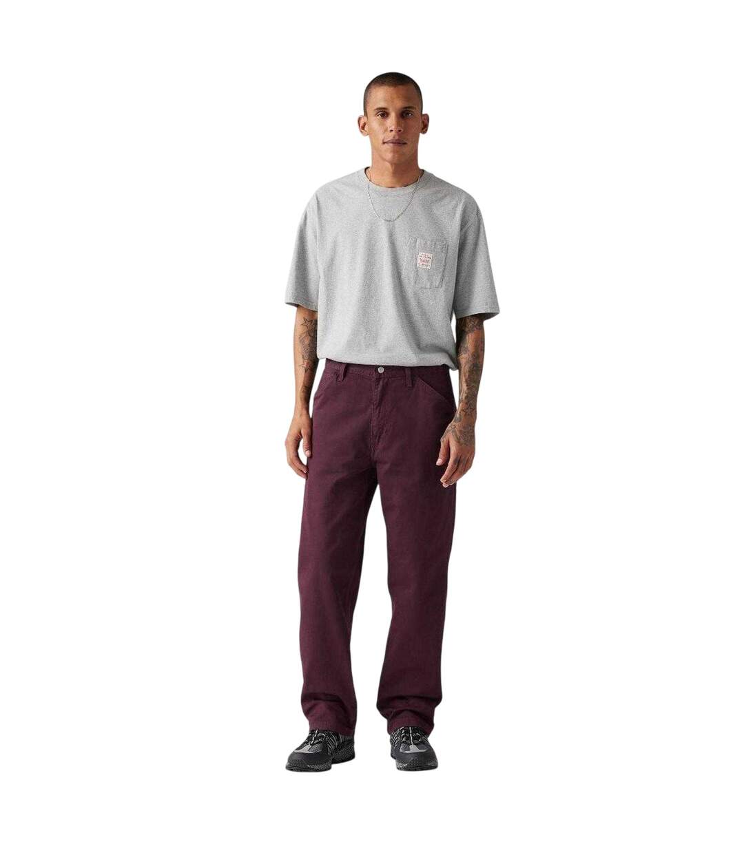 Mens Denim Carpenter Mid Rise Jeans Deep Burgundy Levis-4