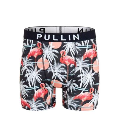 PULL IN Boxer Long Homme Microfibre MIAMIPALMS Noir Rose