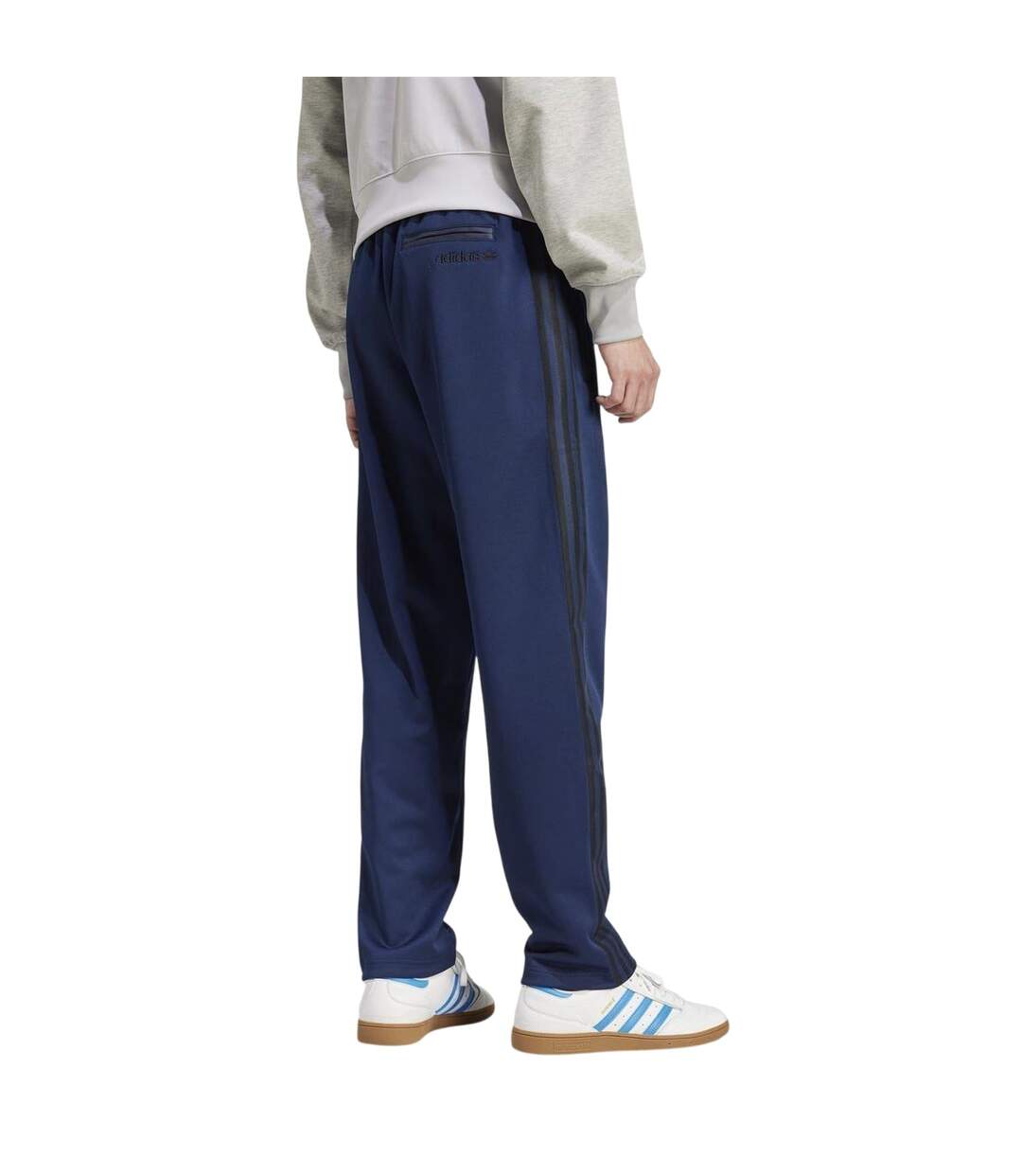 Mens 3 Stripes Straight Jogging Bottoms Indigo Blue Adidas-2