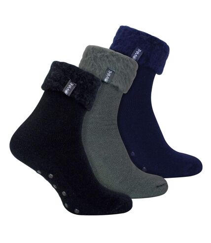 THMO - 3 Paires Homme Chaussettes de Lit Antidérapantes Maison