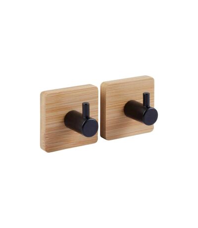 Lot de 2 Patères Adhésives en Bambou Stiky+ 4cm Naturel