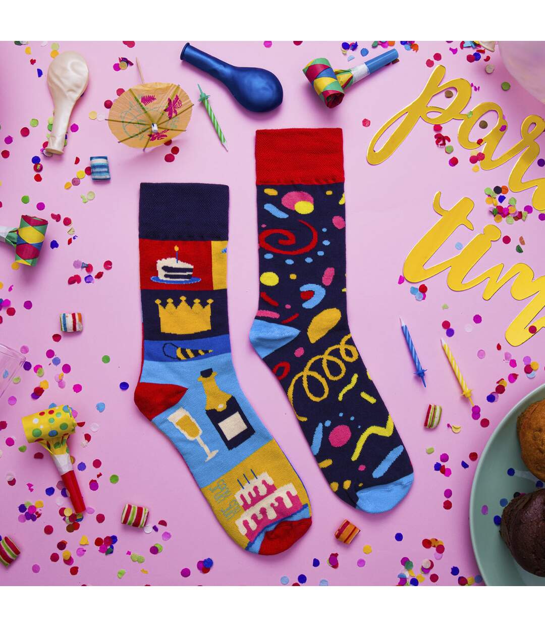 1 Pack Unisex Mismatched Novelty Odd Socks - Party-3