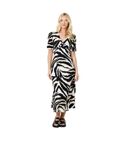Dorothy Perkins Womens/Ladies Zebra Print Tie Detail Midi Dress (Black/White) - UTDP5106