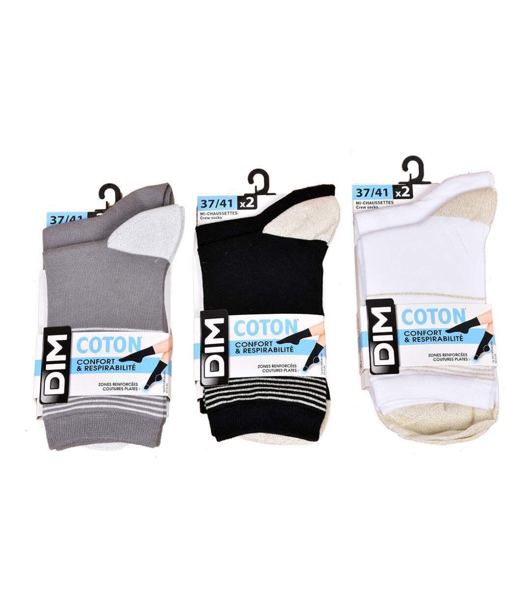 Chaussettes femme DIM en Coton Confort et Elegance -Assortiment modèles photos selon arrivages- - Pack de 6-2
