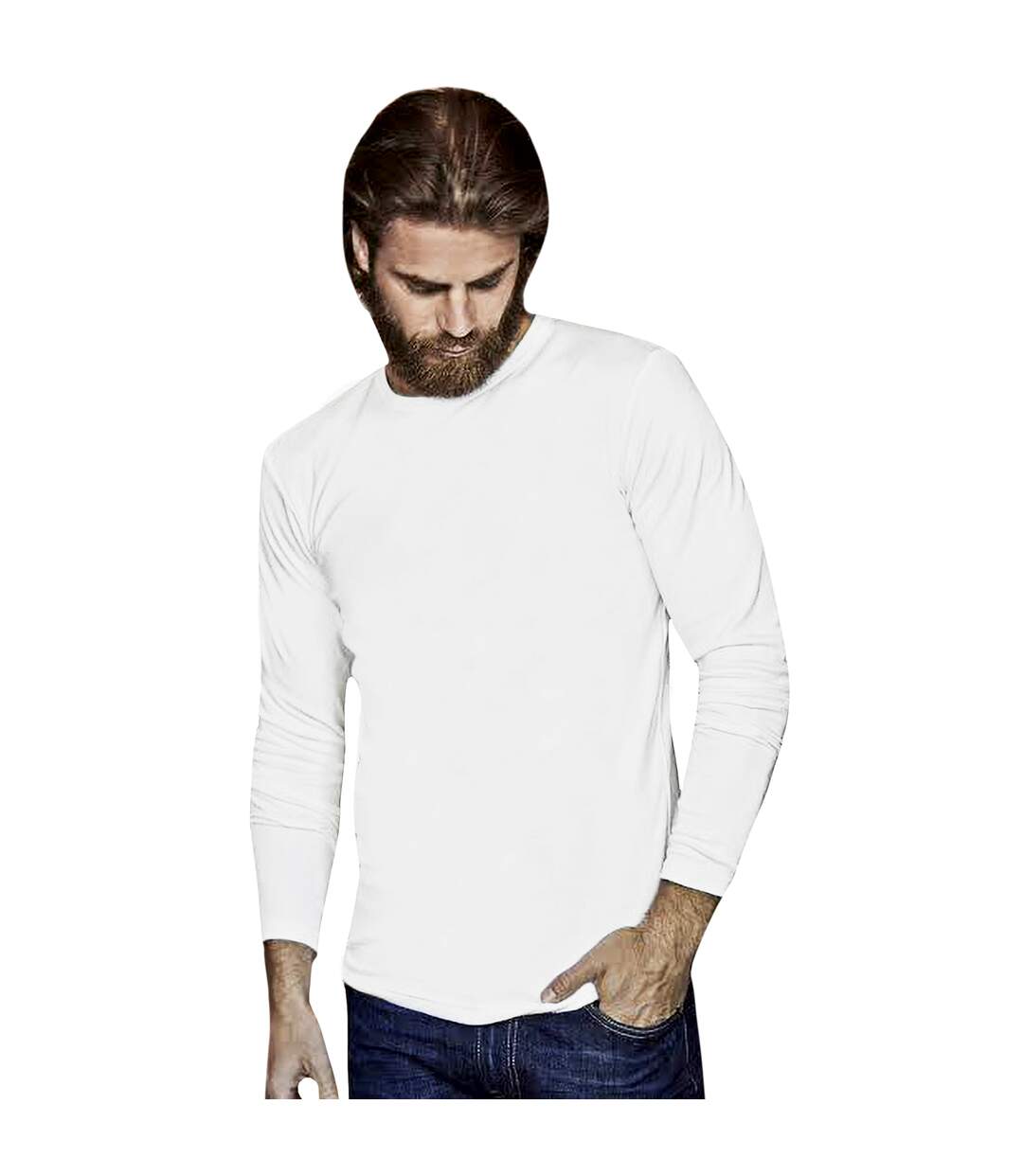 T-shirt à manches longues homme blanc Tee Jays