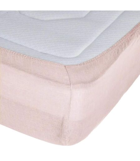 Drap Housse en Lin Adorable 140x190cm Rose Poudré