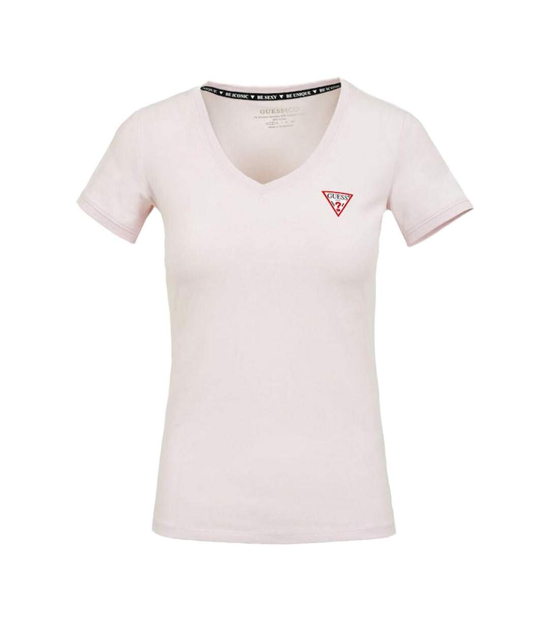 T-shirt Rose Pâle Femme Guess Mini Triangle - M-1