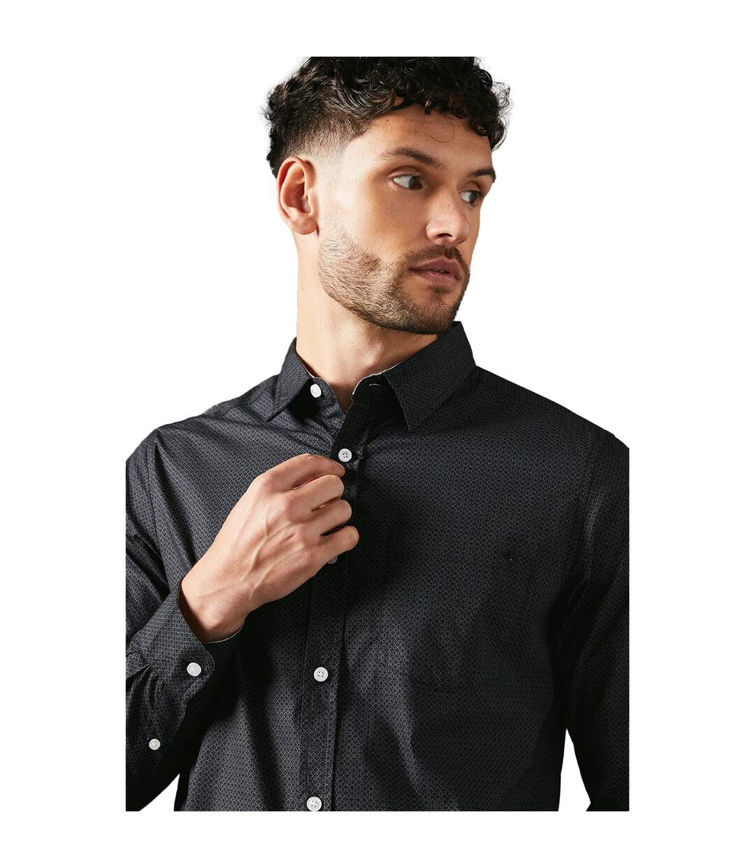 Mens octo geometric long-sleeved shirt black Maine