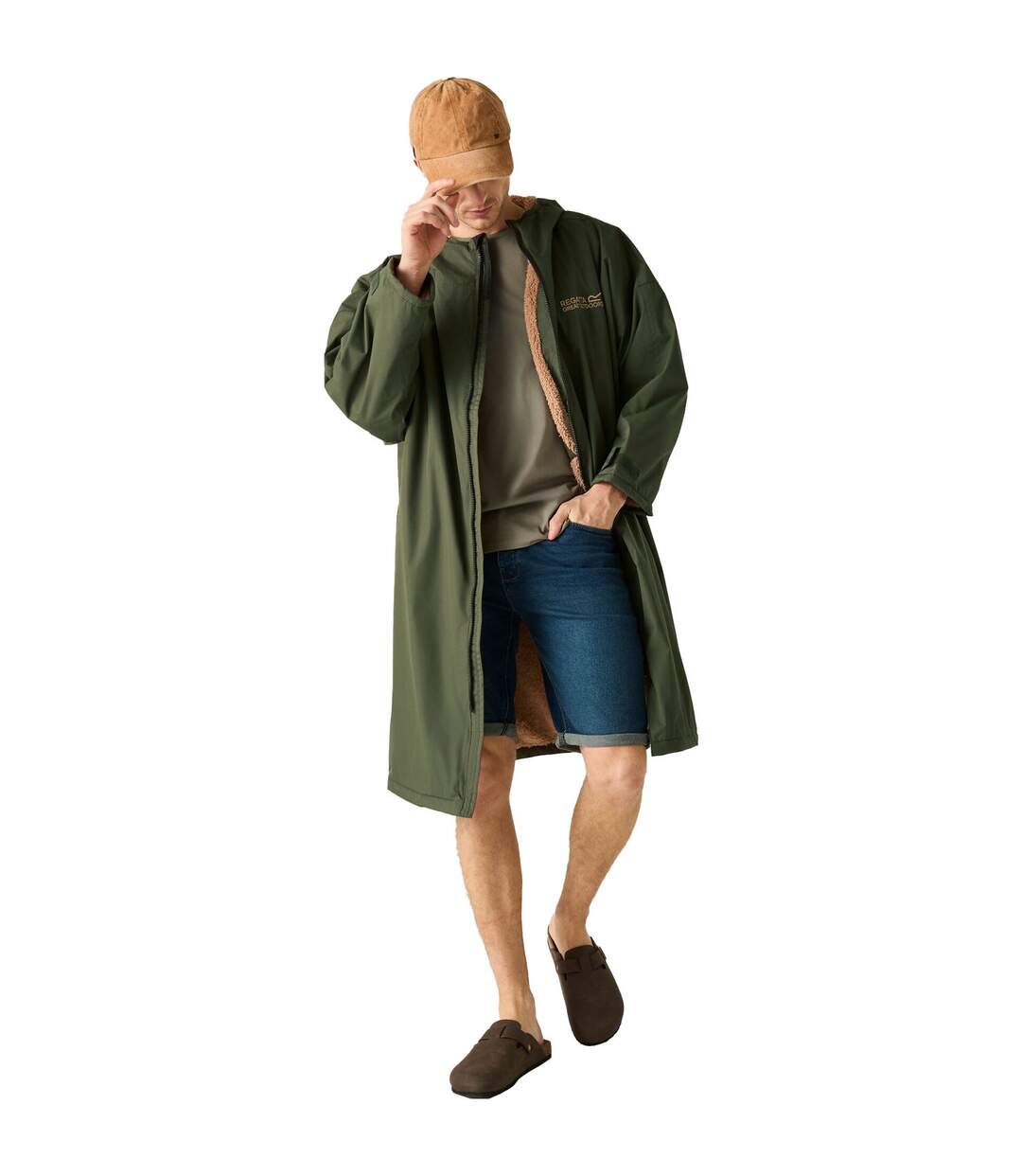 Unisex Adult Horse Waterproof Changing Robe Dark Khaki Regatta-1