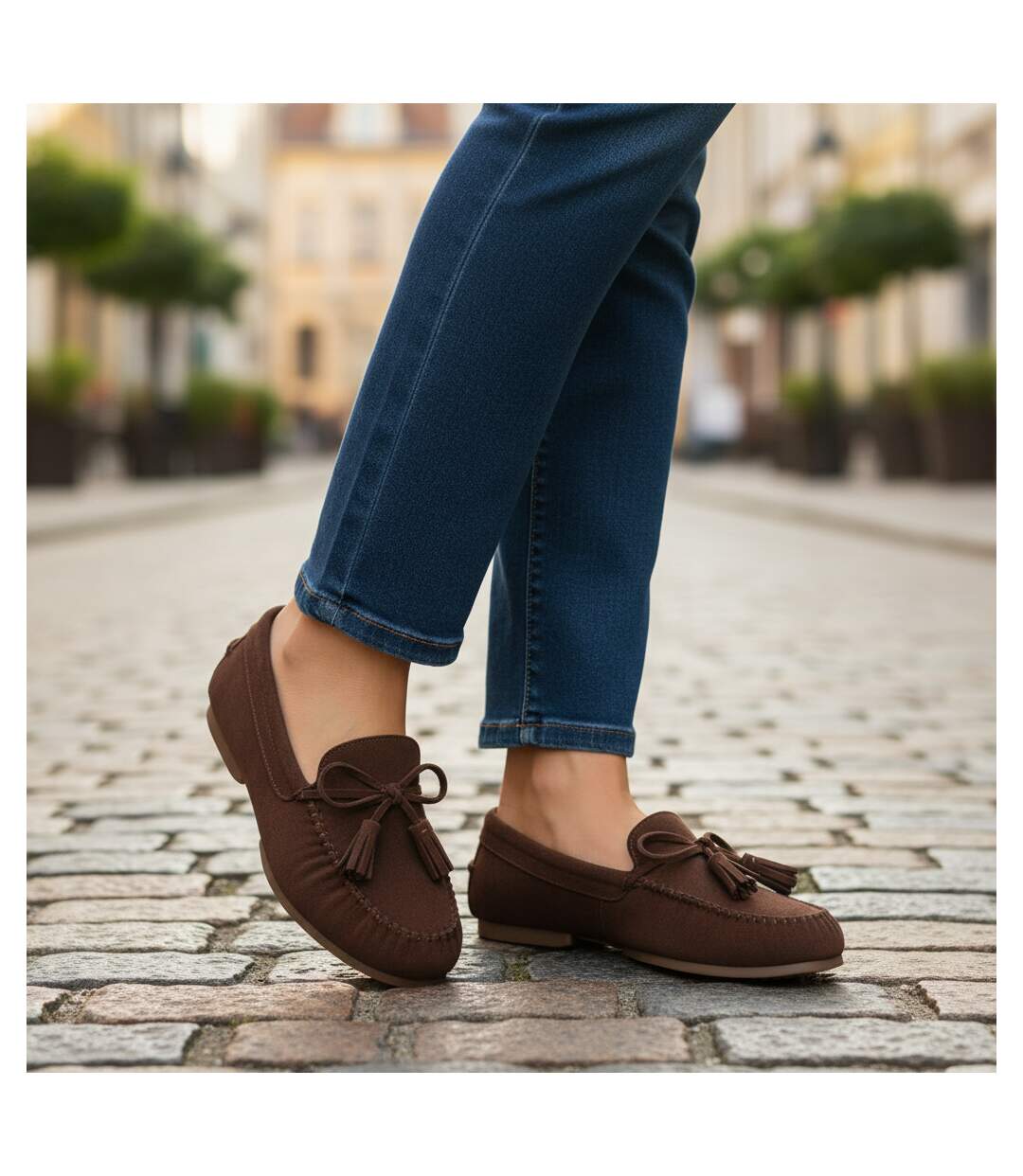 OZABI Mocassins Femme Bobo Chic Nœud Pampilles Daim Synthétique-2
