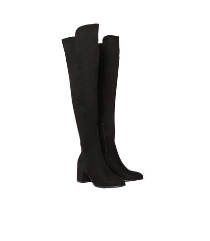 Womens/ladies kelly suedette stretch knee-high boots black Dorothy Perkins