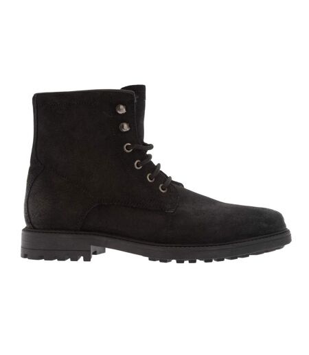 Mens suede flat ankle boots black Dune London