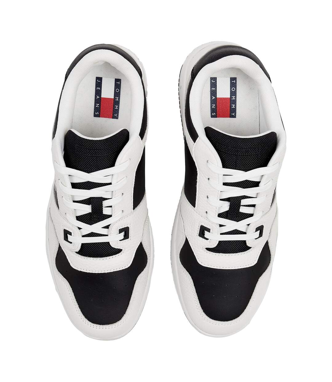 Mens Leather Basketball Cupsole Trainers White Black Tommy Jeans-4