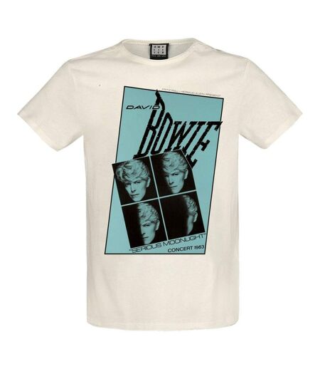Amplified Unisex Adult Serious Moonlight Quad David Bowie T-Shirt (Vintage White/Blue) - UTGD439