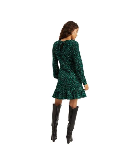 Dorothy Perkins Womens/Ladies Leopard Print Frill Hem Petite Mini Dress (Green) - UTDP4317