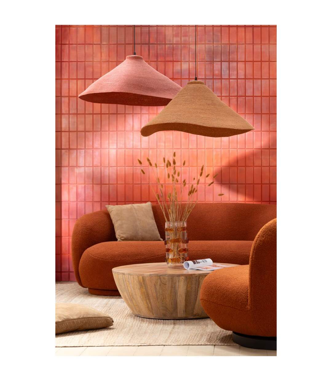 Vase Design en Verre Pebbles 32cm Ambre-5