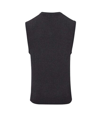 Premier Mens Sleeveless Cotton Acrylic V Neck Sweater (Charcoal)