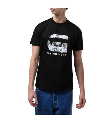 Mens Paris Lettering Regular T-shirt Dark Black G-Star