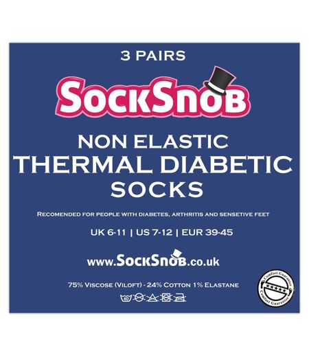 3 Paires Chaussettes Homme Thermiques Diabetiques