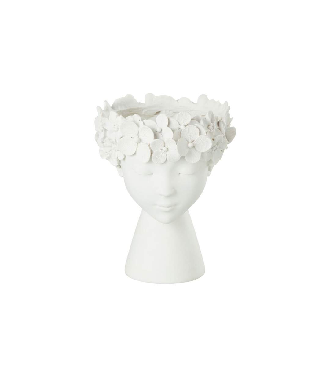 Cache-Pot Déco Tête 23cm Blanc-1