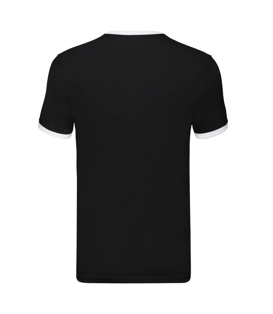 Mens Ringer Contrast T-shirt Black White Fruit Of The Loom-2
