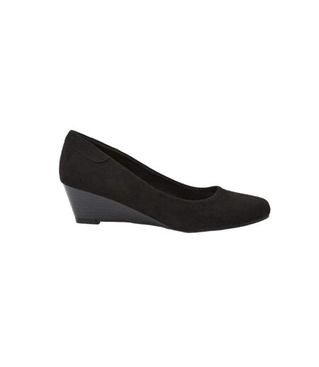 Womens/ladies Cerys Low Heel Court Shoes Natural Black Good For The Sole