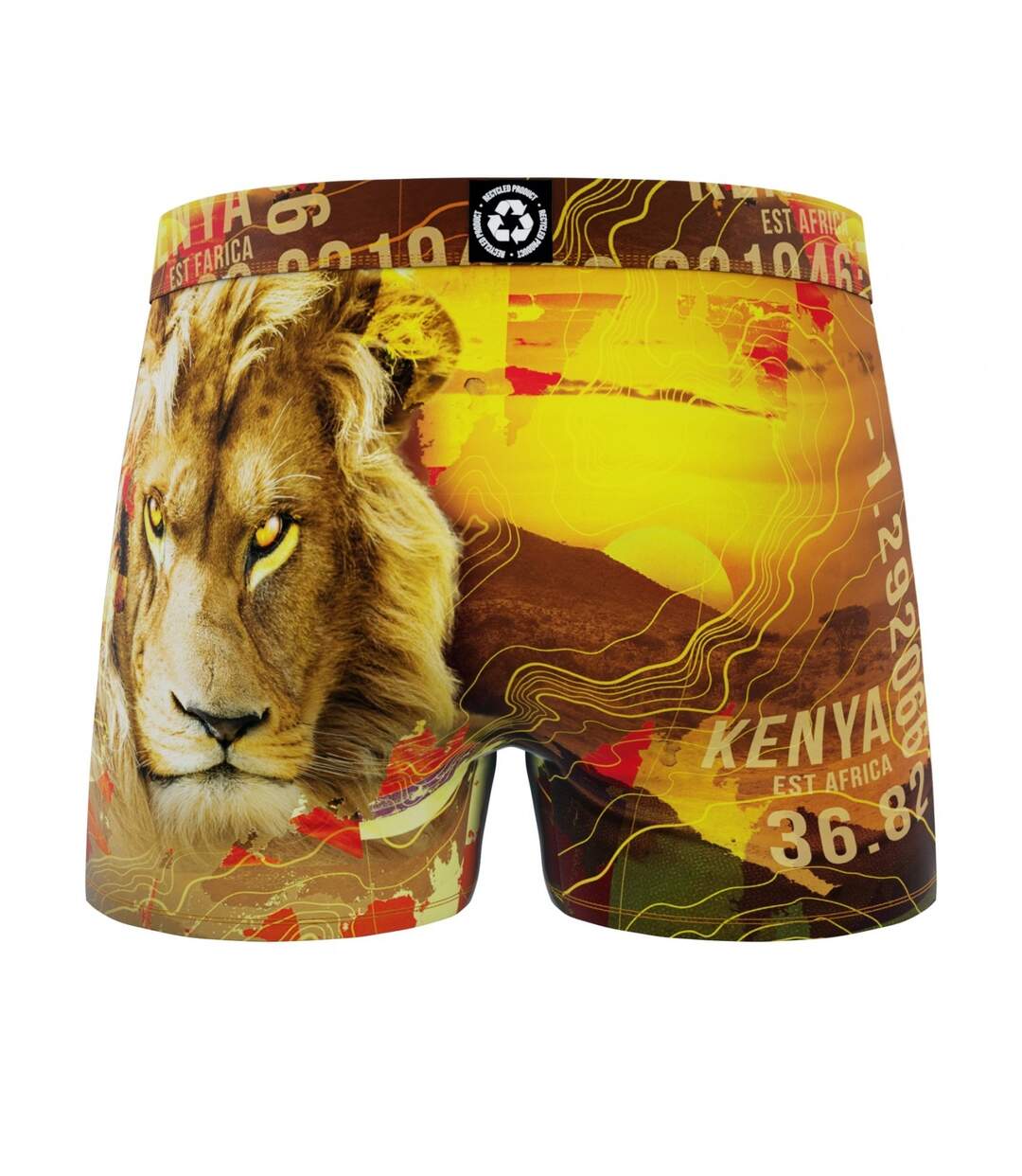 Boxer Homme Lion, Caleçon Homme Polyester Recyclé, Ajustement Parfait et Stretch