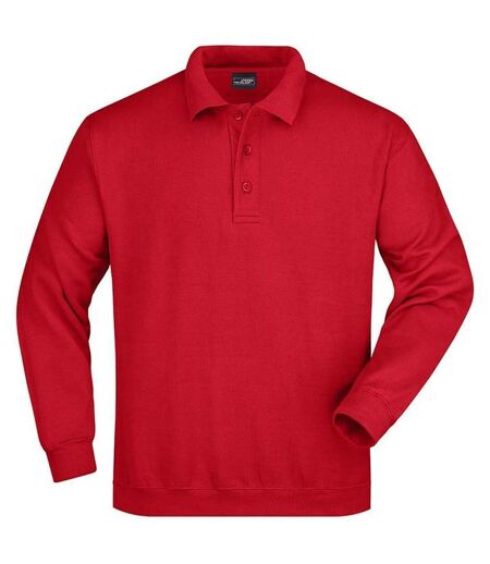 Sweat-shirt col polo - homme - JN041 - rouge
