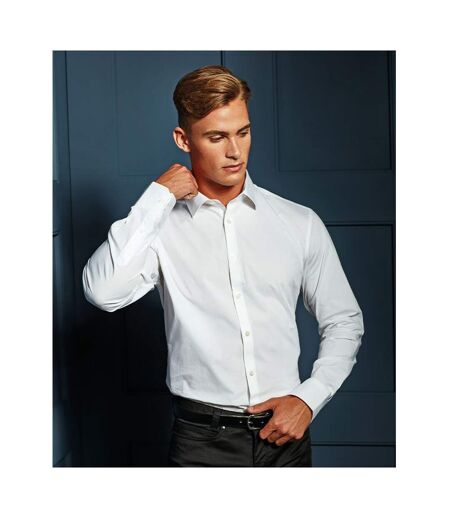 Premier Mens Stretch Fit Poplin Long Sleeve Shirt (White) - UTRW6590