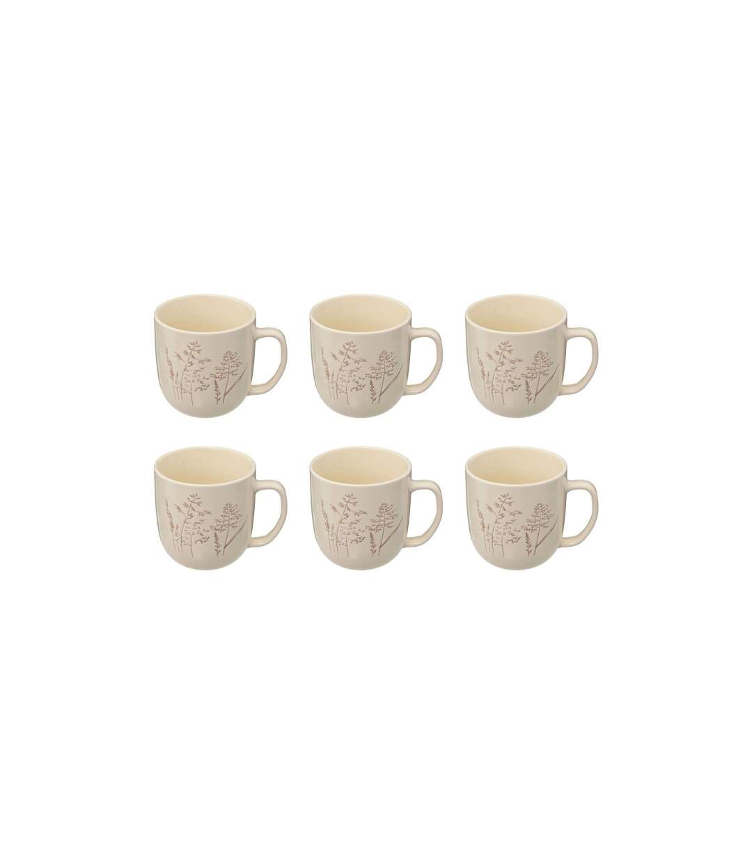 Lot de 6 Mugs en Céramique Elsa 30cl Blanc-1
