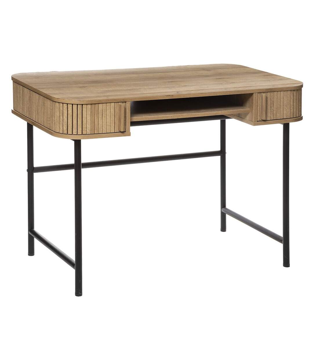 Bureau 2 portes coulissantes Colva - Marron et noir-1