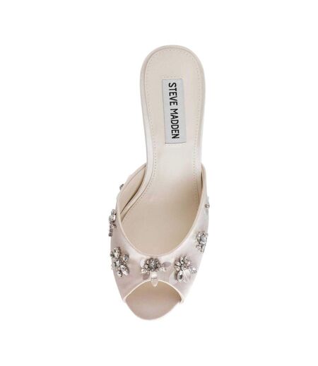 Womens Ladies Embellished Backless Stiletto Heel Mules Ivory Steve Madden